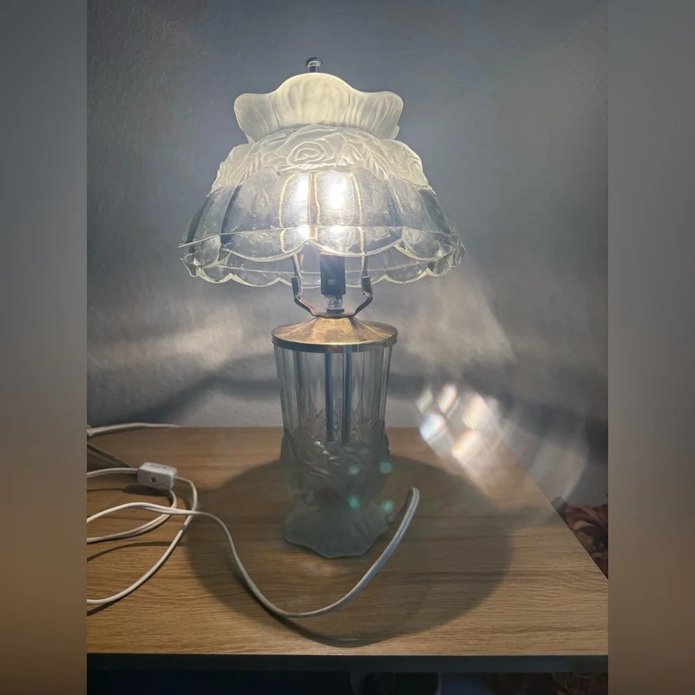 Vintage IMPERLUX West Germany Roses Hand Cut 24% Lead Crystal Lamp